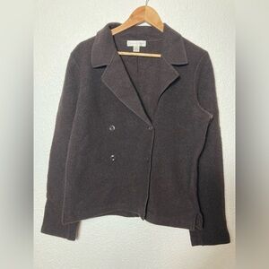 Casual Corner 100% wool brown blazer coat size Large